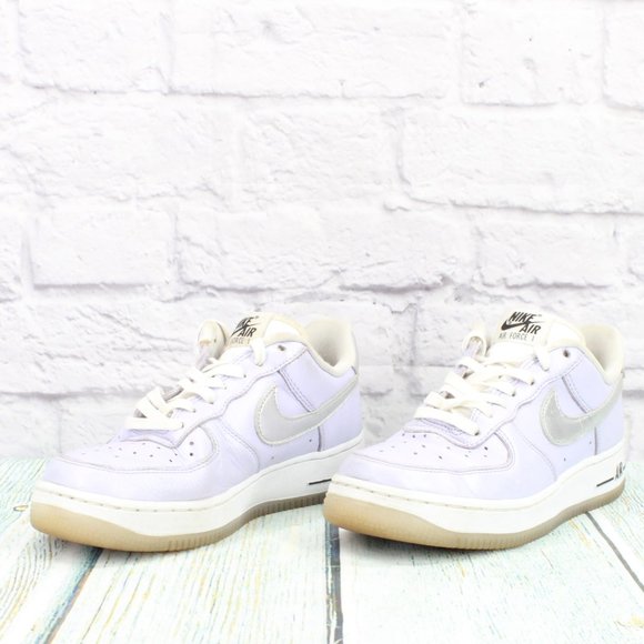Nike Air Force 1 Purple Leather Lace Up Athletic Sneakers Shoes Size 6 - Picture 2 of 9